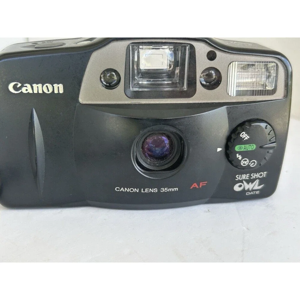 Canon Sure Shot Owl Date 35mm AF Film Camera w/ Case Manual Untested Clean